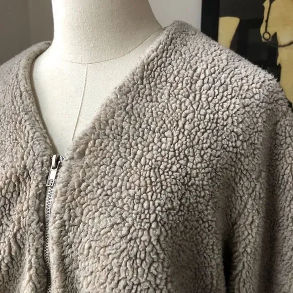 Harris Wallace Oatmeal Teddy Bear Zip Jacket S - Picture 2 of 8